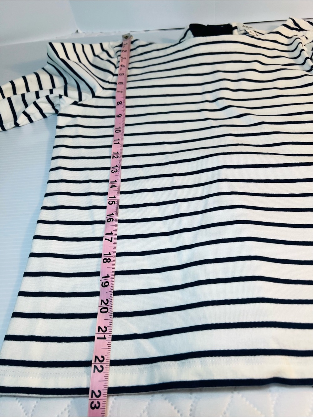 J. Crew Nautical Striped Navy Bow Back Long-Sleeve Cotton Top White/Navy Size M - Picture 4 of 7